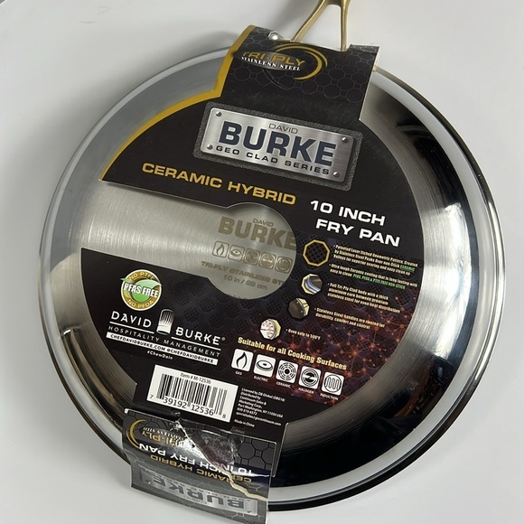 David Burke Ceramic Hybrid 8" 10" Heavy Stainless Steel Skillet Frying Pans NEW - Picture 12 of 12